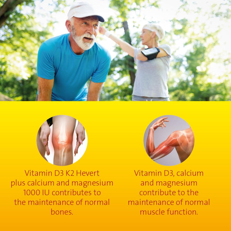 Vitamin D3 K2 Hevert plus calcium and magnesium 1000 IU capsules, 60 capsules - NewNest Australia