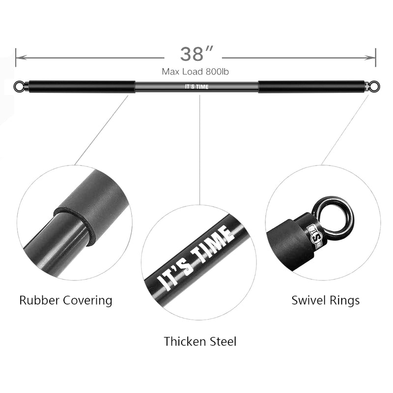 Innstar Resistance Bands Bar Exercise Bands Attachment 96Cm Black Maximum Load 362Kg For Home Fitness Training Full Body Training Power Lifting Fitness Bar Non-Removable Bar Black-96Cm - NewNest Australia