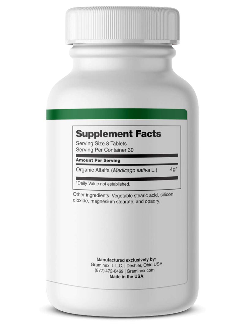 Graminex Alfalfa Tablets - Non-GMO Green Superfood Supplement with Vitamins, Minerals, Amino Acids - Supports Lower Cholesterol Levels & Balanced Blood Sugar, Improves Digestive Health - 240 Tablets - NewNest Australia