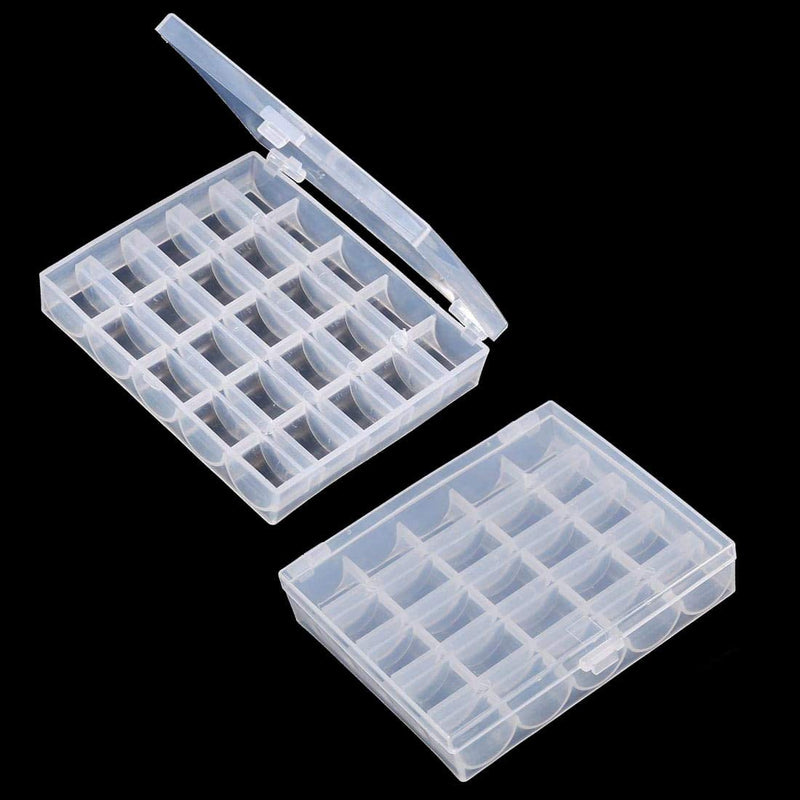 Bobbin Box，Machine Bobbin Organizer Plastic Case，Transparent 25 Slots Empty Bobbins Spools Box，Sewing Craft Plastic Case Storage Box for Sewing Machine (2Pack) 2Pack-50Slots - NewNest Australia
