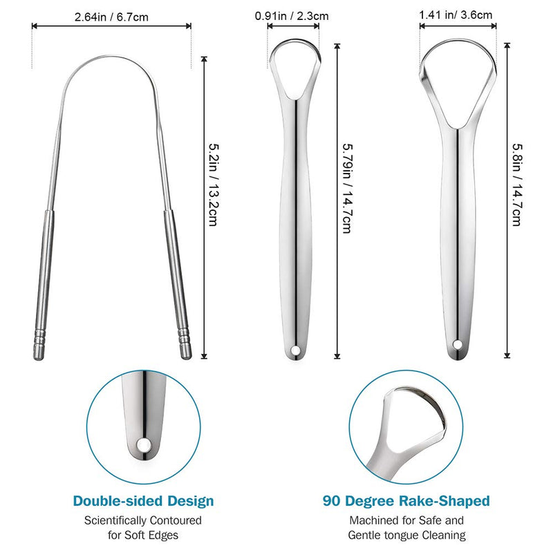 YLYL 3 PCS Metal Tongue Scraper, Tongue Scrapers for Adults Kids, Stainless Steel Tounge Scrappers, Tounge Scraper Cleaner, Portable Tongue Cleaner - NewNest Australia