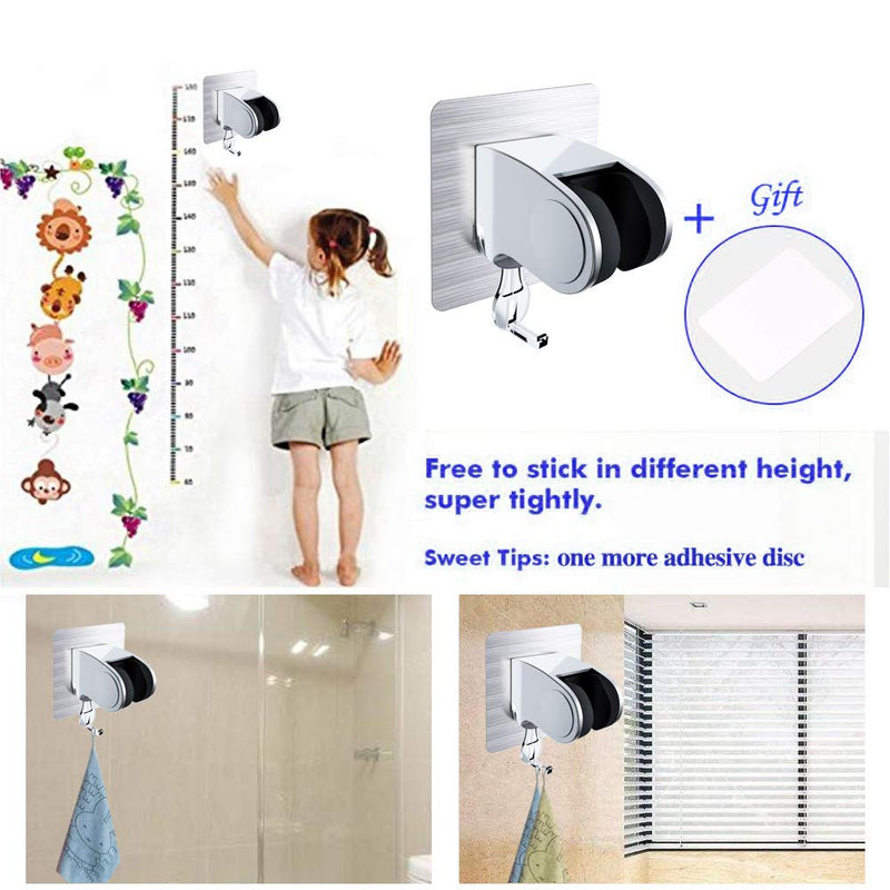 Adhesive Shower Head Holder Wall Mount Handheld Shower Head Bracket Bidet Shattaf Spray With Hanging Hook Adjustable Handheld Shower Head Wall Mount Showerheads Holder With Adhesive 3M Stick Disc - NewNest Australia