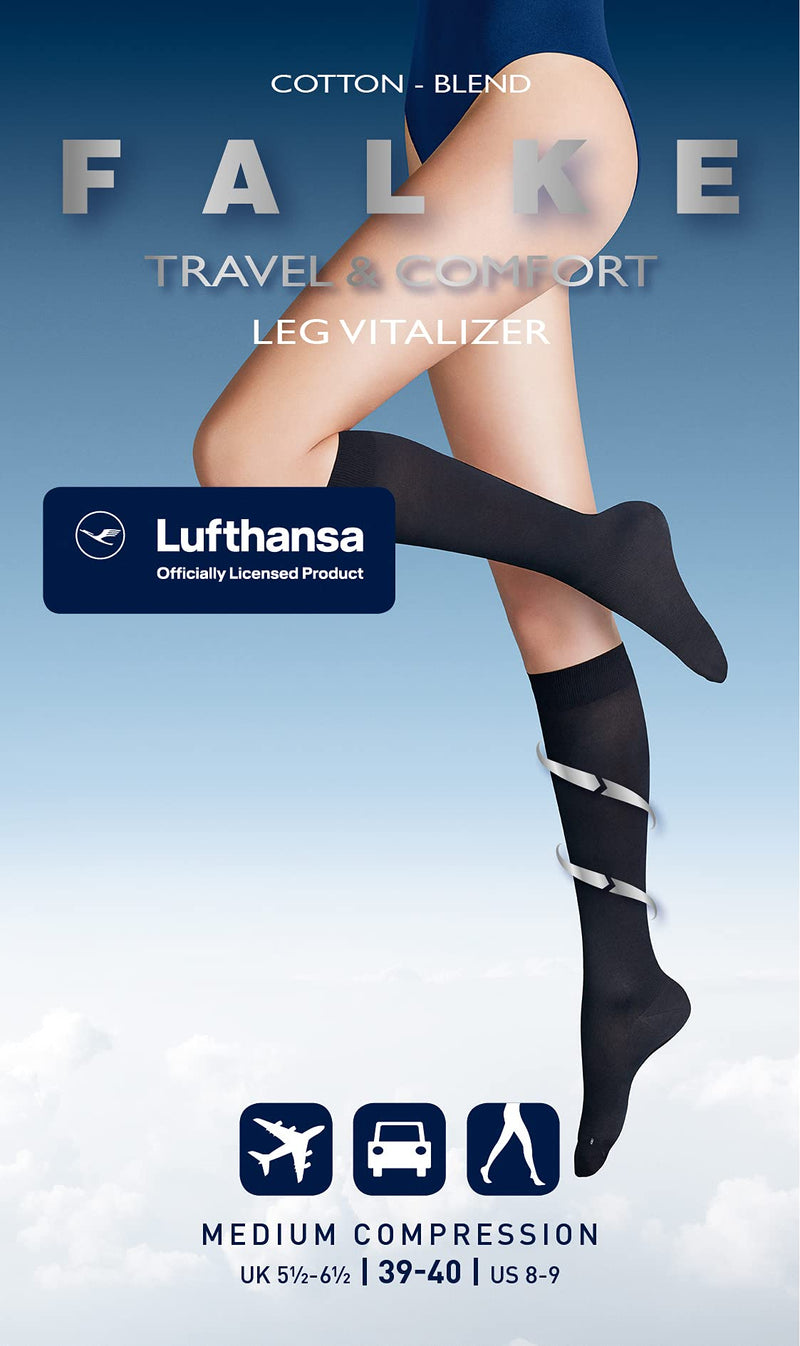 Falke Lufthansa Travel & Comfort Women'S Vitalizer Knee Socks Reinforced Women'S Knee Socks Compression Skin-Friendly Durable Travel Long Sitting Breathable Cotton 1 Pair - NewNest Australia