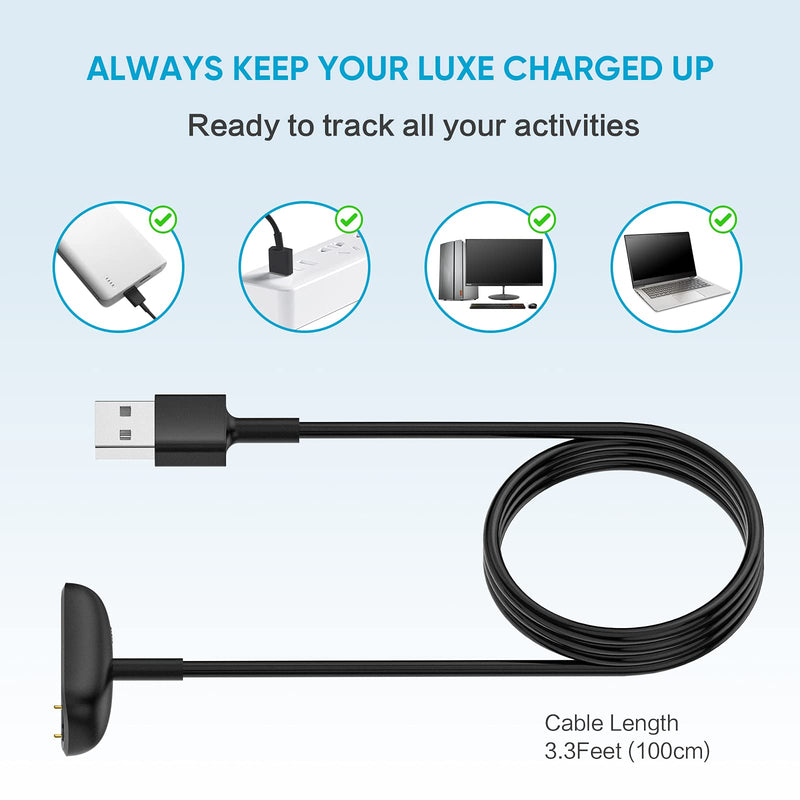 [2-Pack] Charger Cable for Fitbit Luxe/Charge 5, for Fitbit Luxe/Charge 5 Fitness Tracker, Replacement Charging Cable Cord Accessory for for Fitbit Luxe and Charge 5 (3.3 ft/1.6 ft) - NewNest Australia