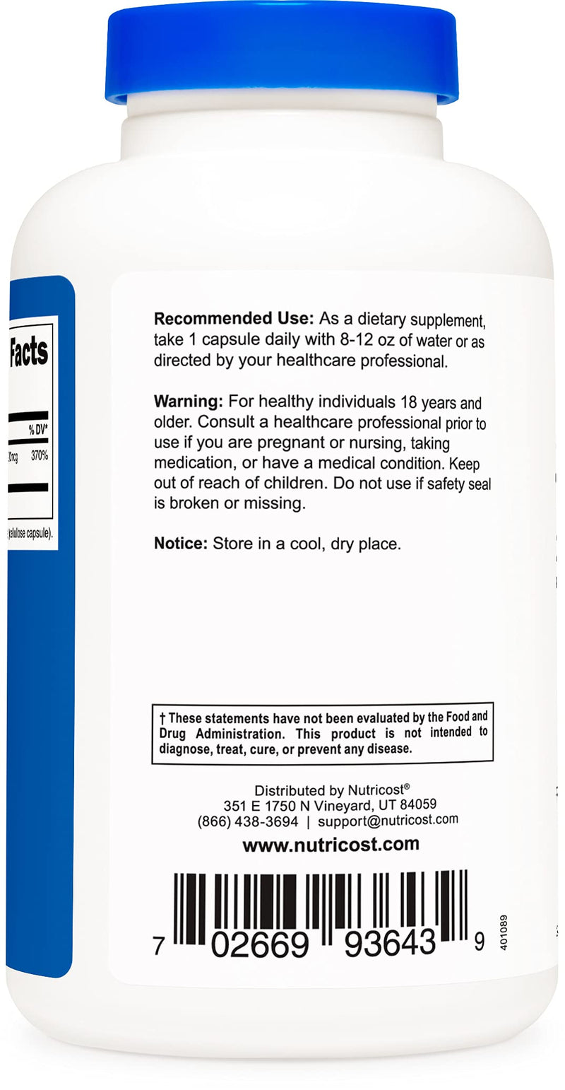 Nutricost Selenium 200mcg, 240 Vegetarian Capsules, Non-GMO, Gluten Free L-Selenomethionine 240 Count (Pack of 1) - NewNest Australia