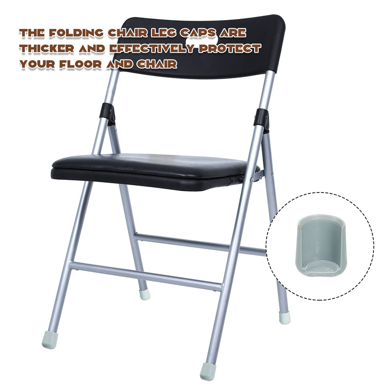 36 Pieces 7/8 Inch Folding Chair Leg Caps Heavy-Duty Plastic Chair End Caps Non-Marring Furniture Glides Round Hardwood Floor Protectors (Grey) - NewNest Australia