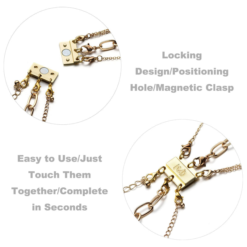 Zpsolution Locking Magnetic Double Necklace Layering Clasp, Separator for Stackable Necklaces and Chains with Storage Box 2 Strands (Gold+Silver) - NewNest Australia