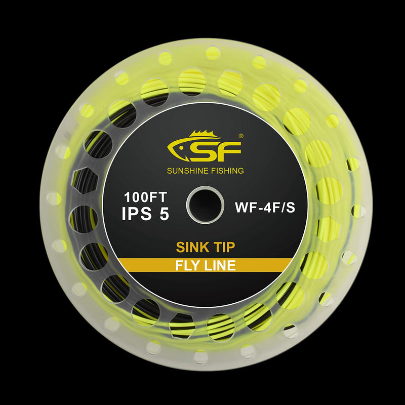 SF Sinking Tip Line Weight Forward Taper Fly Line Fly Fishing Line with Welded Loop Floating for Freshwater WF 4 5 6 7 8 9 10F/S 100FT IPS3/IPS5 Fluorescent Yellow&Black/Sink Tip WF5F/S IPS5 100FT - NewNest Australia