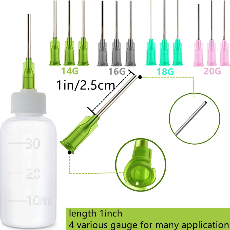 6 Pcs Glue Applicator Bottles, 30ml Plastic Squeezable Dropper Bottles with Blunt Needle Tip 14ga 16ga 18ga 20ga for Glue Applications, Paint Quilling Craft and Oil - NewNest Australia