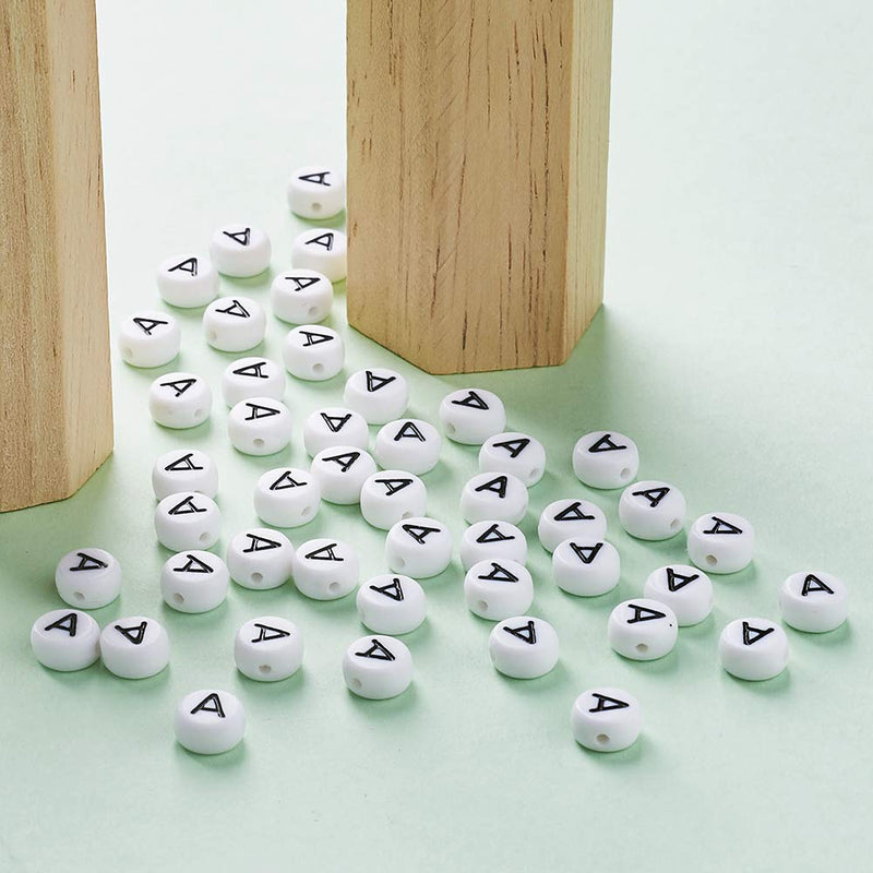 Pandahall 500Pcs Acrylic Letter Beads 7x4mm White Flat Round with Letter A Vowel Letters Acrylic Beads for Jewelry Making 0Flat Round-A-7x4mm-White-500Pcs - NewNest Australia