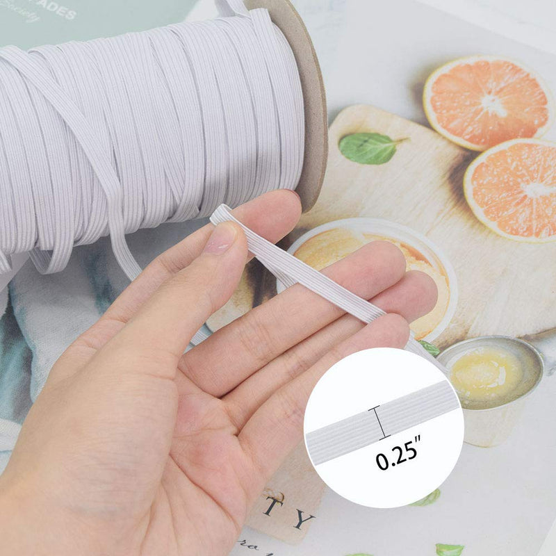 White 70-Yards Length 1/4" Width Braided Elastic Cord/Elastic Band/Elastic Rope/Bungee/White Heavy Stretch Knit Elastic Spool with Free Tape Measure - NewNest Australia