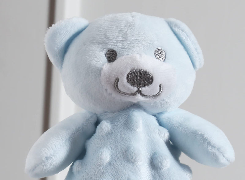 CREVENT Cozy Plush Baby Security Blanket Loveys for Baby Boys, Minky Dot Front + Sherpa Backing with Animal Face (Blue Bear) Blue Bear - NewNest Australia