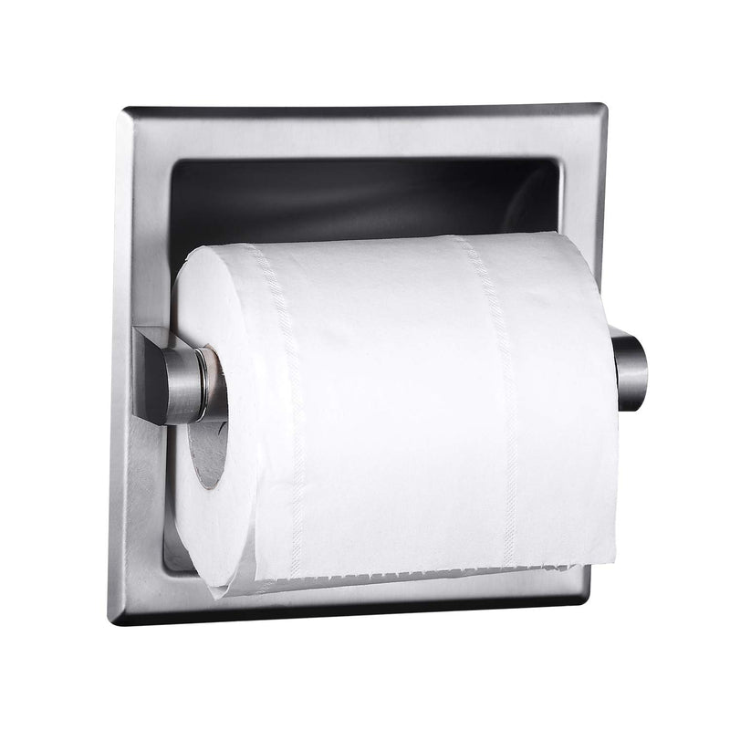 Smack Brushed Nickel Recessed Toilet Paper Holder,Contemporary Hotel Style Wall Toilet Paper Holder - Recessed Toilet Tissue Holder Includes Rear Mounting Bracket Brushed Niackel - NewNest Australia