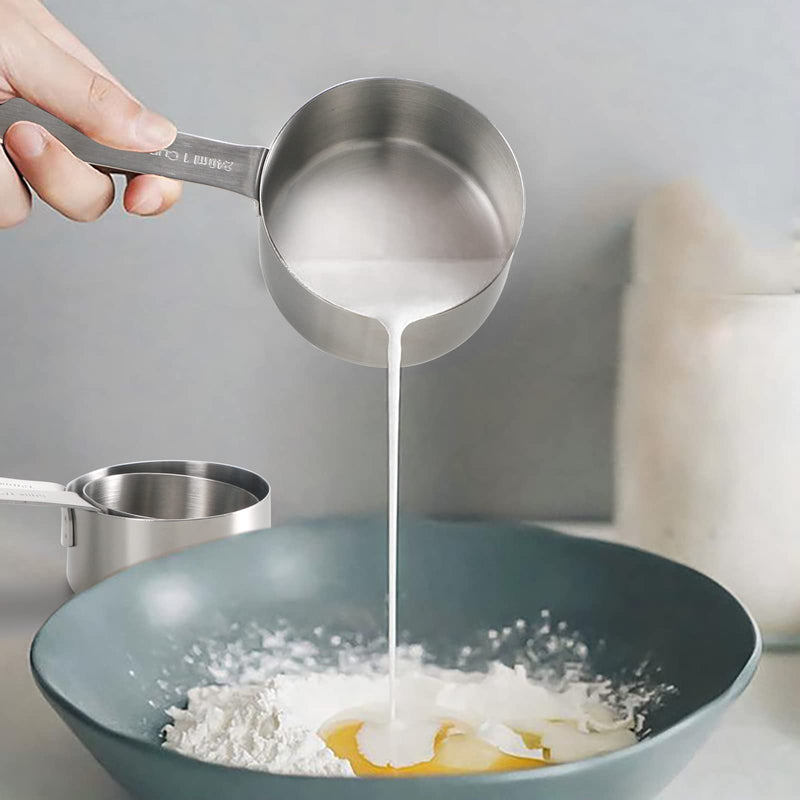 18/8 Stainless Steel Measuring Cups and Spoons Set of 11 Piece - 1 Cup, 1/2 Cup, 1/3 Cup, 1/4 Cup, 1/8 Cup, 1/8 Tsp, 1/4 Tsp, 1/2 Tsp, 1 Tsp, 1/2 Tbs & 1 Tbs, Metal Measuring Set for Cooking Baking A- silver - NewNest Australia