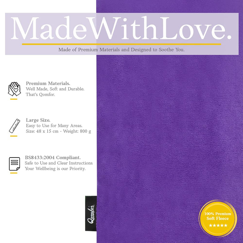 Grain pillow microwave - heat pillow wheat and lavender filled 48 x 15 cm - soft fleece heat pillow microwave for pain relief, neck, shoulder, back - purple - NewNest Australia