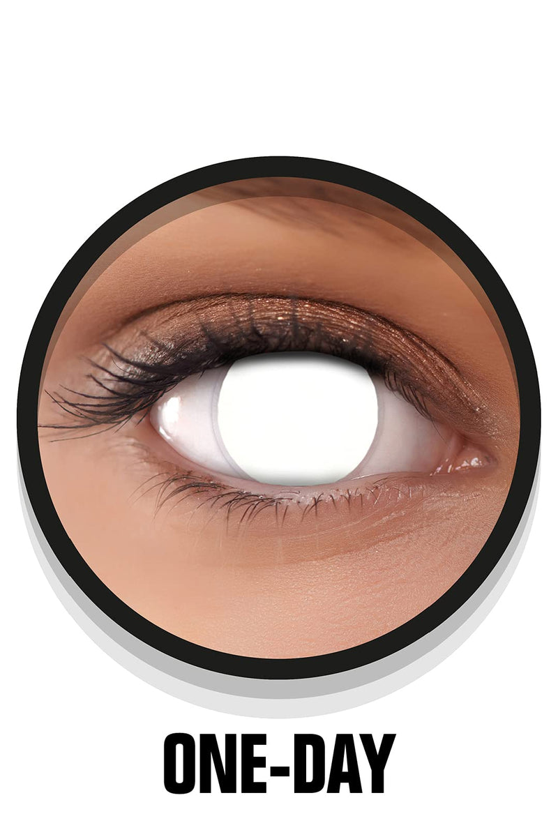 Fxeyez Colored Contact Lenses Halloween White Blind White Pack Of 2 (1 Pair) Without Prescription Easy To Install White Lenses Attention: Only 60% Vision - 2 X Colored White Contact Lenses - NewNest Australia