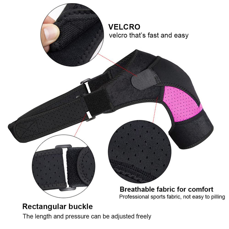 Tofbs Shoulder Brace For Women Men Adjustable Double Support On Shoulder Joint Helps Stability Shoulder Pain Relief For Tendonitis Fits Both Left Or Right (Pink) - NewNest Australia