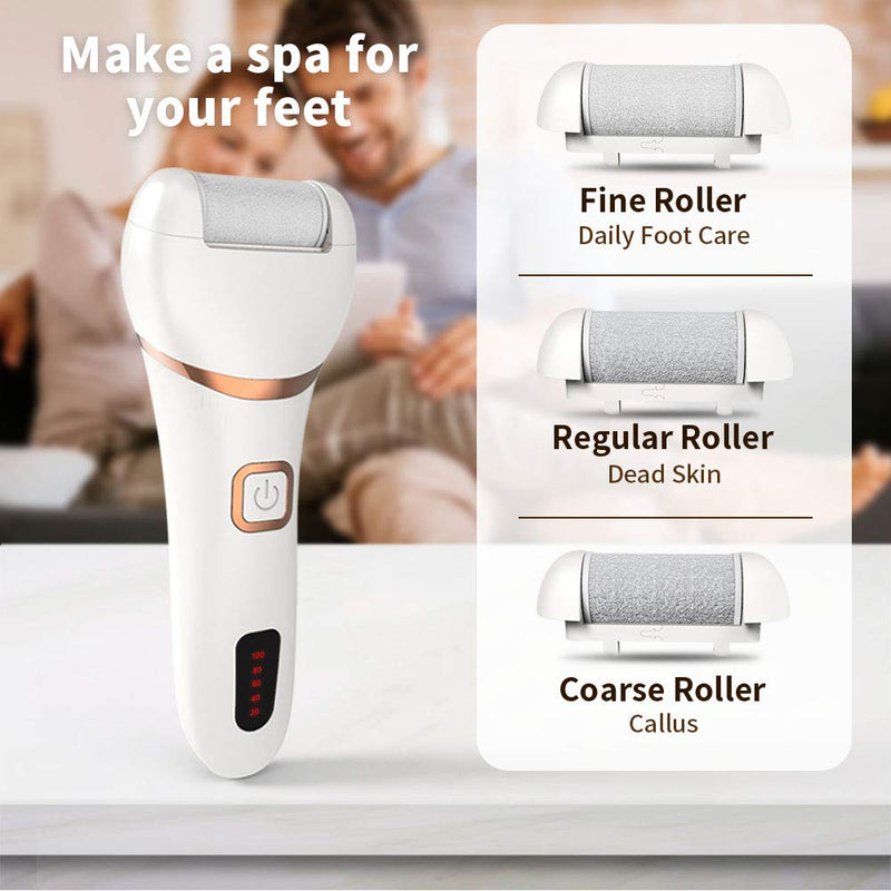 Electric Foot File, DIOZO Rechargeable Waterproof Hard Skin Remover with 3 Rollers and 2 speeds, Remove Cracked Heels and Dead Skin Within Minutes - NewNest Australia