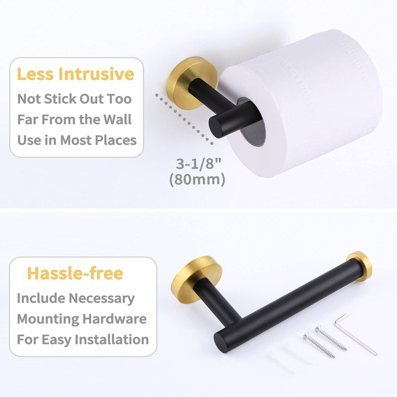 Toilet Paper Holder Black & Gold, Angle Simple Stainless Steel Bathroom Tissue Hanger, Lavatory Paper Roll Dispenser Wall Mount - NewNest Australia