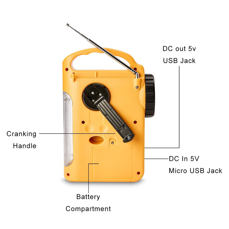 HOSHINE Multi-Functional 4-Way Powered LED Camping Lantern & Flashlight with AM/FM Radio & Cell Phone Charger, Color Yellow - NewNest Australia