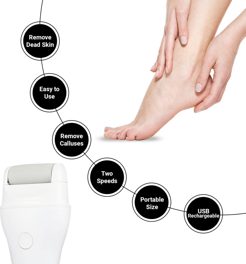 Edicare, Electric Foot File, Professional Pedicure Foot File For Men And Women, Ideal For Removing Hardness, Calluses And Skin, Waterproof, Usb Rechargeable, Foot Care (White) - NewNest Australia
