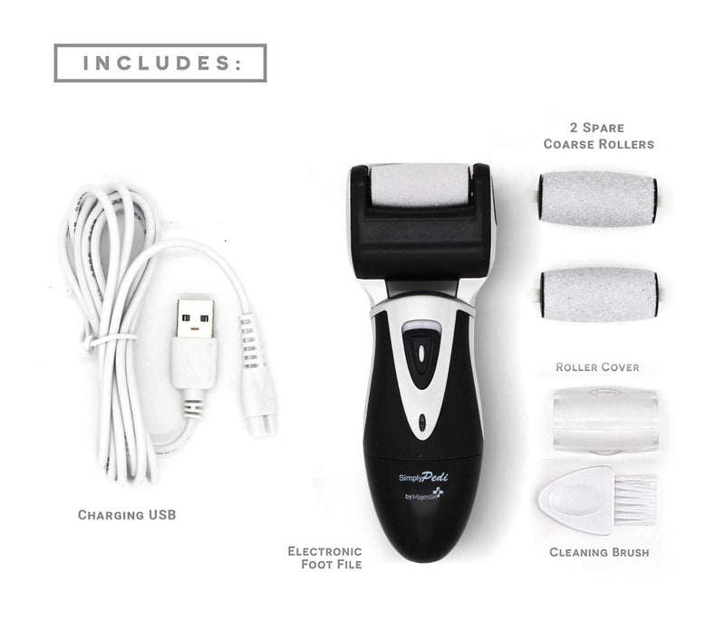 Electric Rechargeable Hard Skin Remover - Pedicure Foot File, Professional 3X Powerful Callus Remover for Dead Hard Cracked Skin, Coarse and Fine 2 Extra Rollers & Charging USB - NewNest Australia