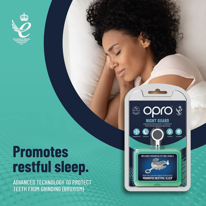OPRO Dentist Recommended Night Guard for Clenching and Grinding Teeth, Bruxism and TMJ Relief. Clear Slim Fit, Customisable Size for Restful Sleep. Dental Antimicrobial Nightguard and Case Included. - NewNest Australia