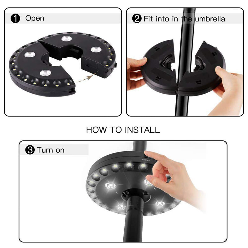 Patio Umbrella Light 3 Lighting Modes Cordless 28 LED Lights at 200 lux- 4 x AA Battery Operated, Umbrella Pole Light for Patio Umbrellas, Camping Tents or Outdoor Use Forlivese White 1 PCS - NewNest Australia