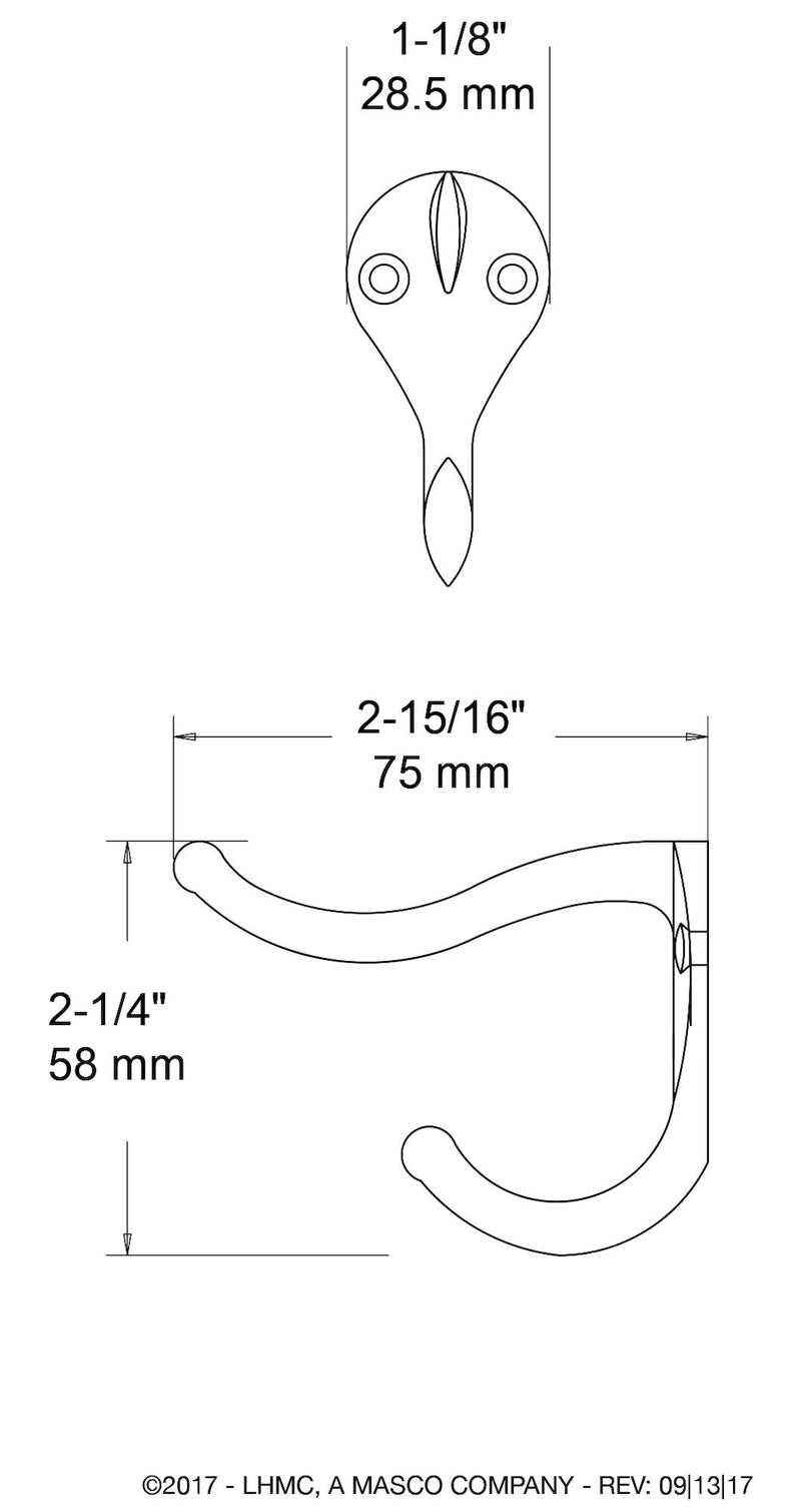 NewNest Australia - Coat and Hat Hook, Satin Nickel, 1 Pack, Packaging May Vary Single 