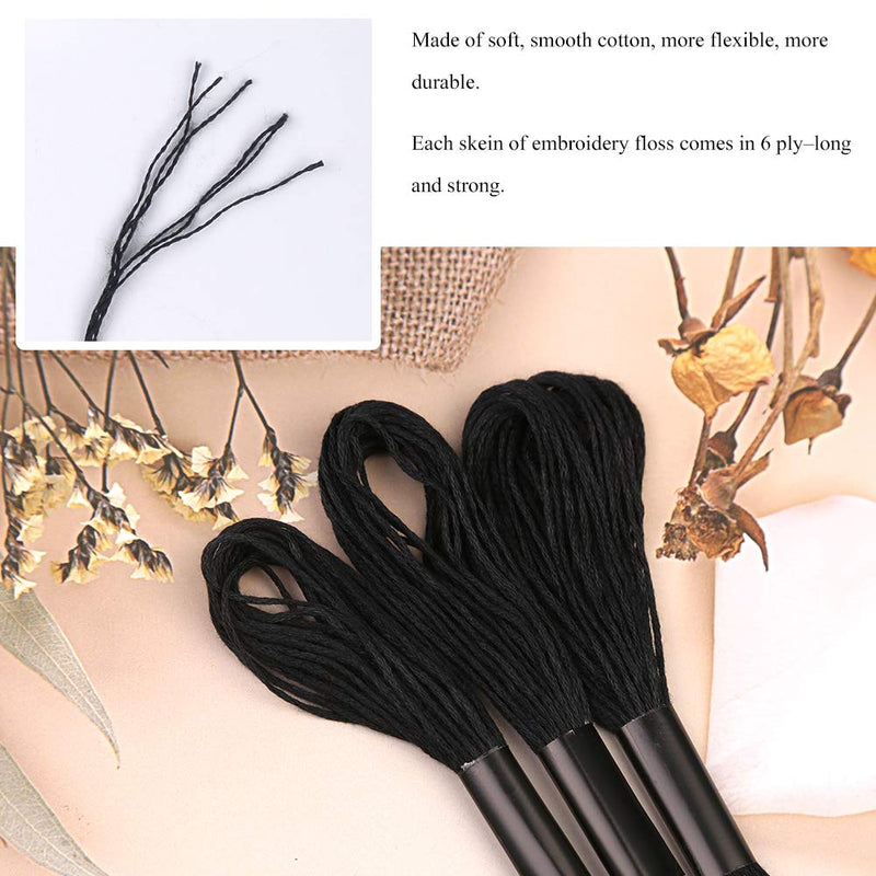 10 Skeins Cross Floss Stitch Thread, 8m Cotton Embroidery Floss-Cross Stitch Thread, Embroidery Thread Floss Set, Stitch Threads Polyester Thread Friendship Bracelets Thread Black-1 - NewNest Australia