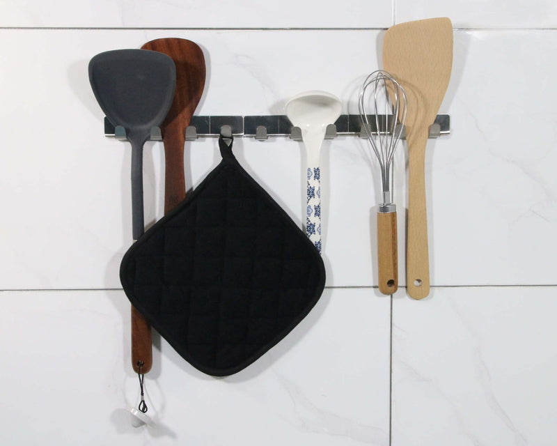5 PCS Pot Holders for Kitchen, Cotton Potholers with Great Heat Resistance, Hot Pads, Trivets for Cooking and Baking Black Potholders 5 - NewNest Australia