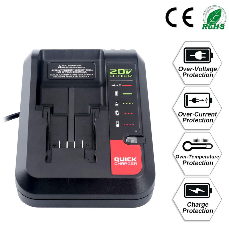 Lasica 20V MAX Battery Charger PCC692L PCC691L Compatible with Porter Cable 20V Max Lithium Ion Battery PCC680L PCC681L PCC682L PCC685LP PCC699L Black & Decker 20V Max Lithium Battery LBXR20 LBXR2020 - NewNest Australia