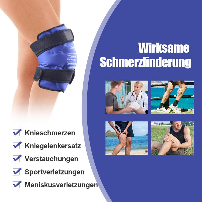 NEWGO Cooling Sleeve Knee Cooling Bandage, Reusable Gel Cold Pack Knee Wrap Around Entire Knee for Knee Replacement Surgery, Knee Ice Pack for Knee Pain Relief, 1 Piece Blue - NewNest Australia