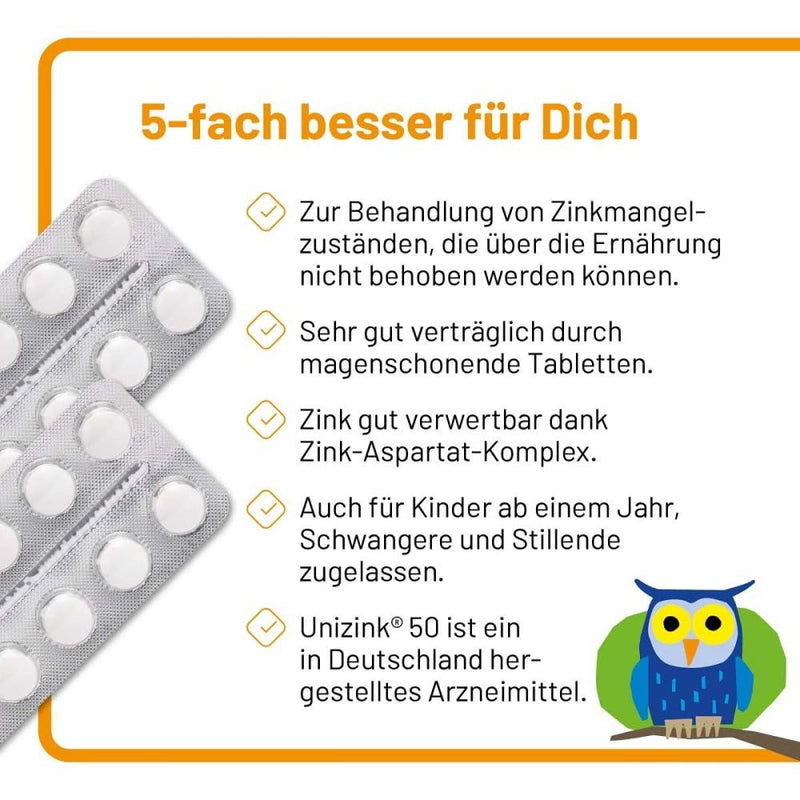 Unizink 50 gastro-resistant tablets, 100 pieces - NewNest Australia