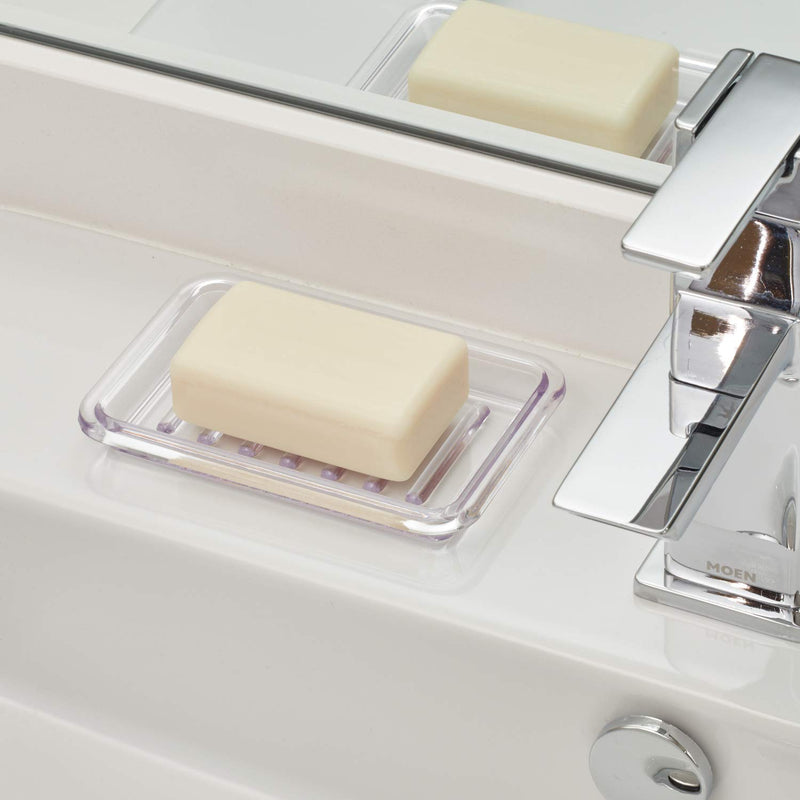 iDesign Royal Plastic Rectangular Soap Saver, Bar Holder Tray for Bathroom Counter, Shower, Kitchen, 3.5" x 5.25", Clear Set of 1 - NewNest Australia