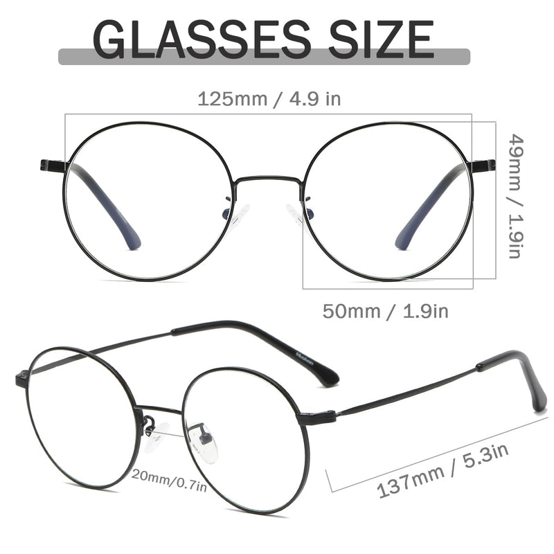 Musivon blue light filter glasses for women and men - blue filter computer glasses without strength, metal frame, round black - NewNest Australia