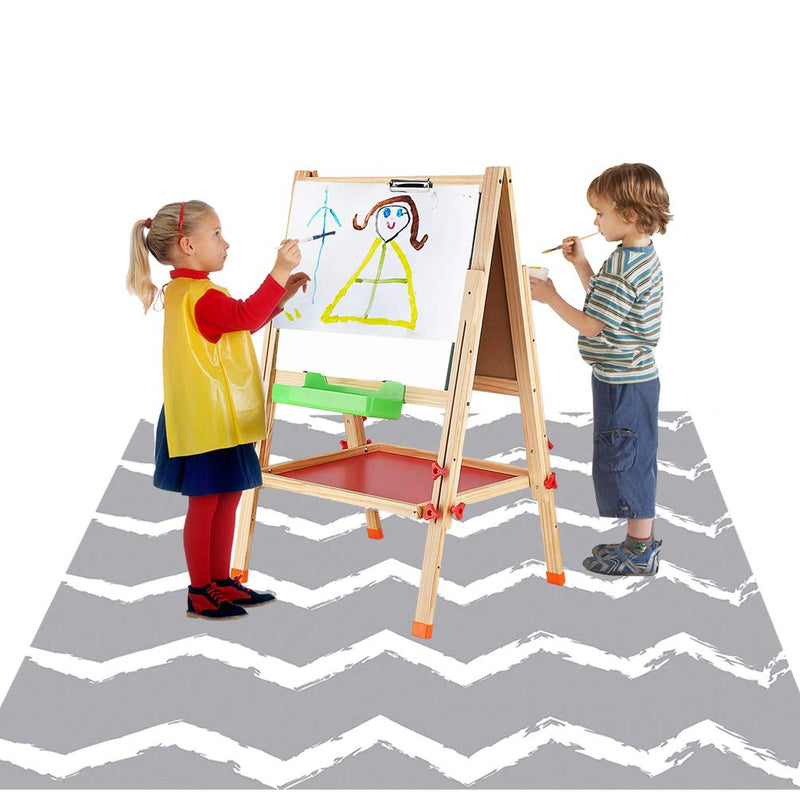 Large Splat Mat for Under High Chair/Arts/Crafts, WOMUMON Washable, Waterproof, Non Slip, Portable Floor Protector for Baby, Kids, Durable Spill, Splash Mat for Pet (Chevron) Chevron - NewNest Australia