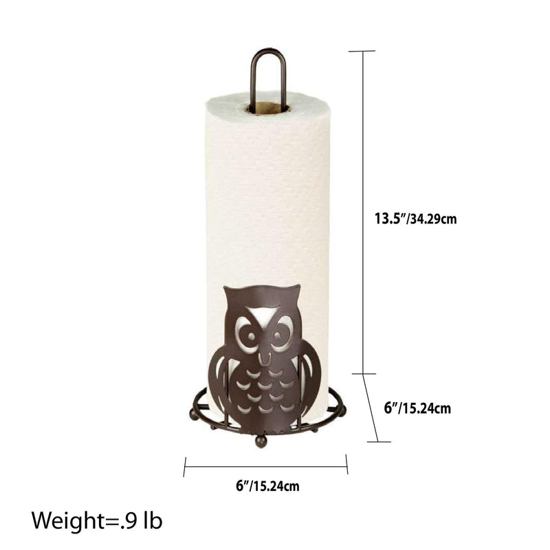 NewNest Australia - Home Basics Stylish Steel Owl Paper Towel Holder Organizer Dispenser Stand, Circular Base, Bronze (1) 1 