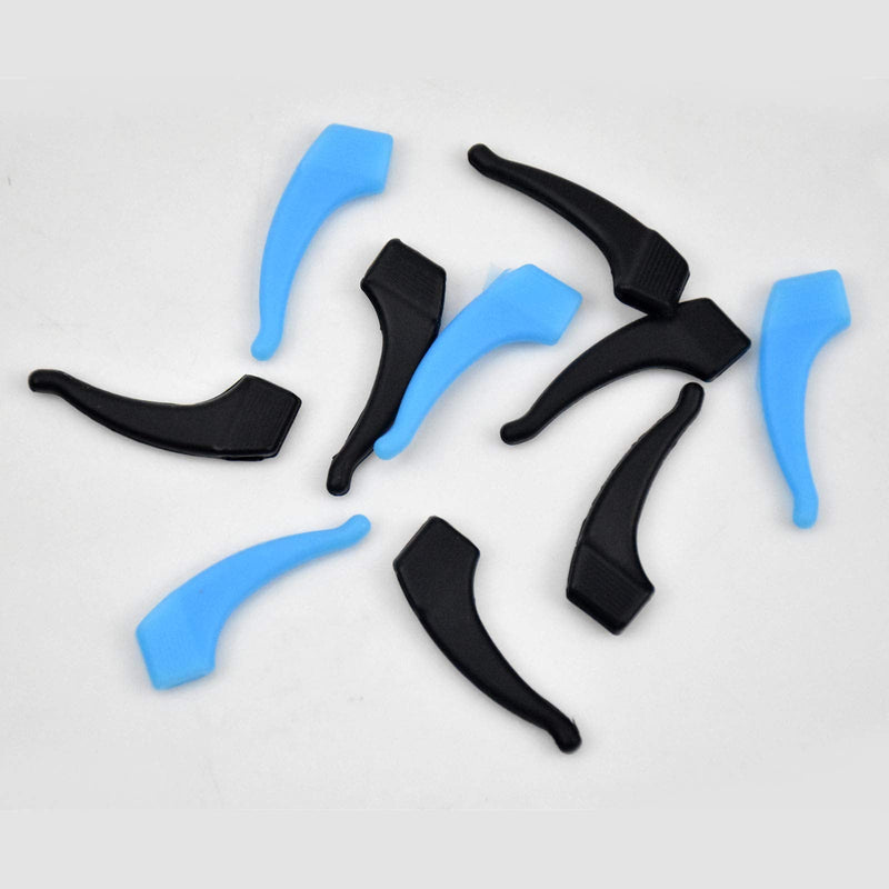 Non-Slip Glasses Temples 5 Pairs Silicone Non-Slip Holder Soft Comfortable Lenses Ear Hook Ear Grip Glasses Accessories For Glasses Leg Grip Glasses Sunglasses Holder (Black And Blue) - NewNest Australia