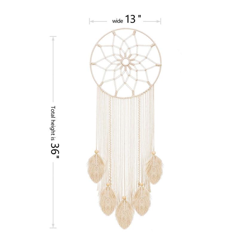 NewNest Australia - Mkono Macrame Dream Catcher Woven Feather Large Wall Hanging Handmade Dreamcatcher Boho Tassels Decoration Home Decor Ornament Craft Gift, 36 x 13 inches 