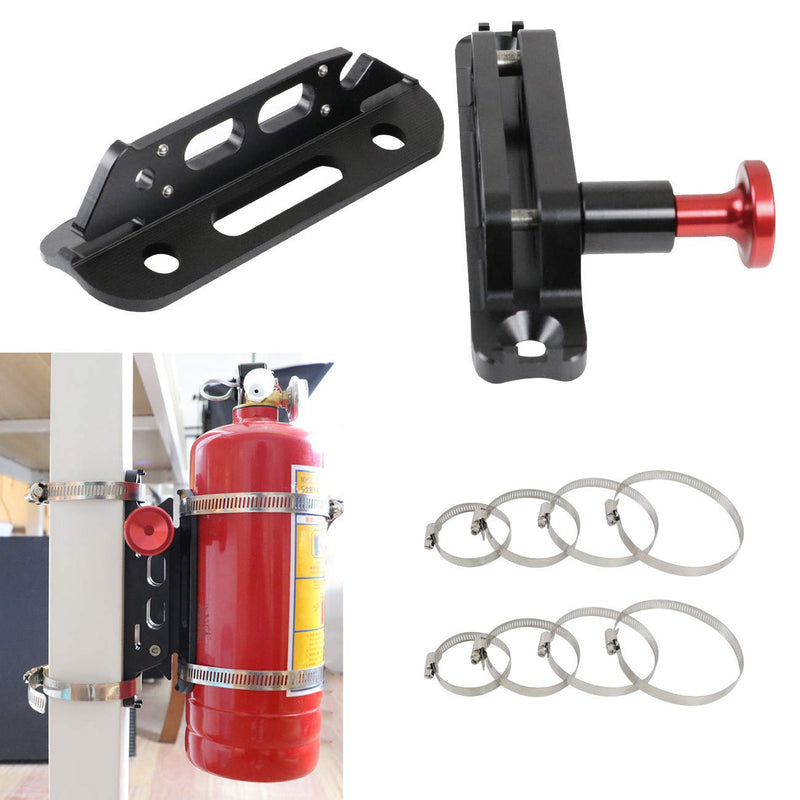 MFC New Multi-purpose Aluminum Adjustable Fire Extinguisher Holder Mount with 8 Clamps(4 pcs extra adjustable rings for spare using) Fit for Jeep Wrangler UTV Polaris RZR Ranger Black - NewNest Australia