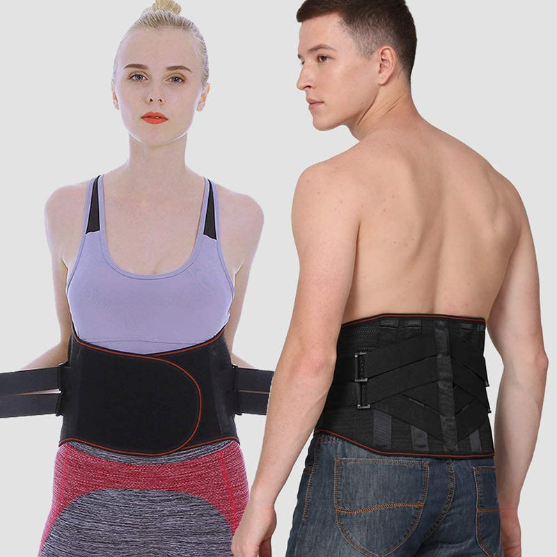 Lower Back Braces for Back Pain Relief - Compression Belt for Men & Women - Lumbar Support Waist Backbrace for Herniated Disc, Sciatica, Scoliosis - Breathable Mesh Design, Adjustable Straps(L, Black) L(Navel:39"-43") - NewNest Australia