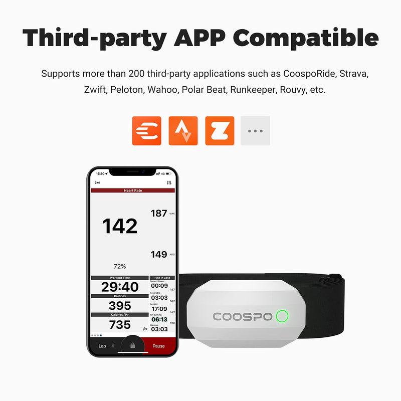 Coospo Bluetooth Heart Rate Monitor Chest Strap,ANT+ BLE HR Monitor Chest, HRM IP67 Waterproof, Use for Running Cycling Gym and Other Sports - NewNest Australia