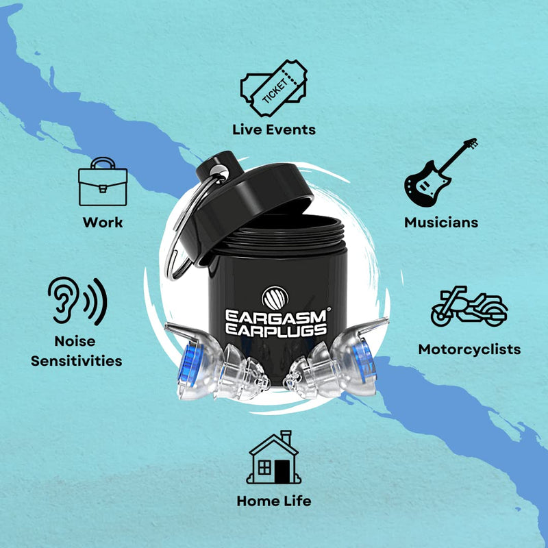 Eargasm Smaller Ears Earplugs for Concerts Musicians Motorcycles Noise Sensitivity Disorders and More! Two Different Sizes Included to Accommodate Smaller Ear Shapes! Blue - NewNest Australia