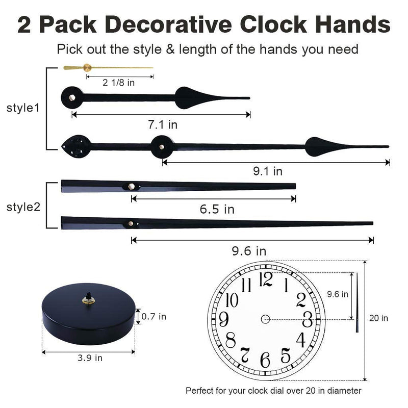 EMOON 2 Pair Hands 3D Clock Movement DIY Large Wall Clock Quartz Clock Mechanism for Home Art Decor (Black) (Black-Gold) Black-gold - NewNest Australia