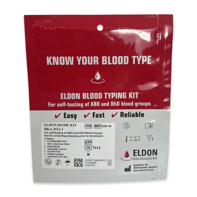 (2 Pack) Eldoncard Blood Type Test - air sealed envelope, safety lancet, micropipette, cleansing swab - NewNest Australia