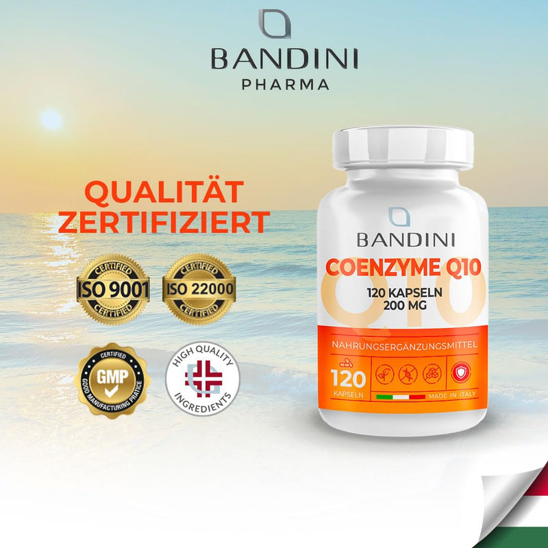 Bandini Coenzyme Q10 High Dose - 200 Mg Pure Q10 (Ubiquinone) Per Capsule - 120 Capsules (4 Months) - Coenzyme Q10 With High Bioavailability - Coq10 From Fermentation - No Unwanted Additives - NewNest Australia