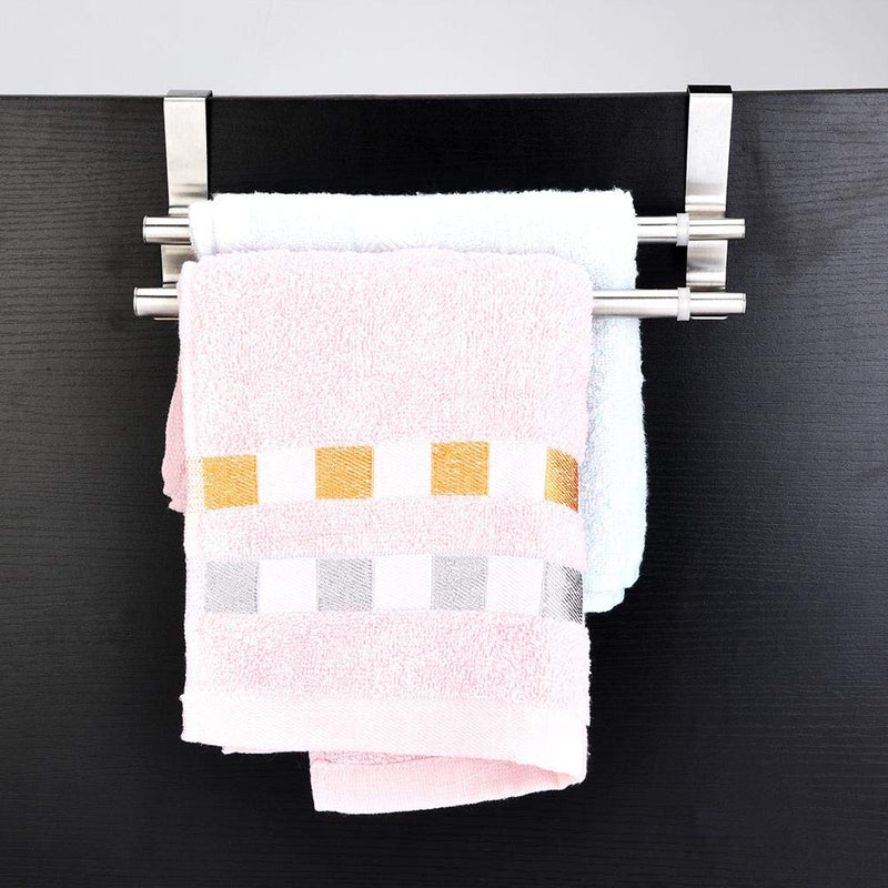 Over Door Double Layers Towel Bar Stainless Steel Telescopic Towel Racks Holder Hanger Organizer Wall Mounted Towel Rail for Bathroom Kitchen - NewNest Australia