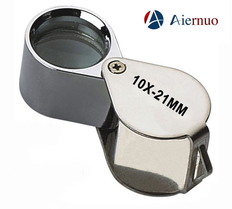 Aiernuo Loupes 10x Glass Jeweler Loupe Loop Eye Magnifier Magnifying Magnifier Metal Body Silver (10x21mm) - NewNest Australia