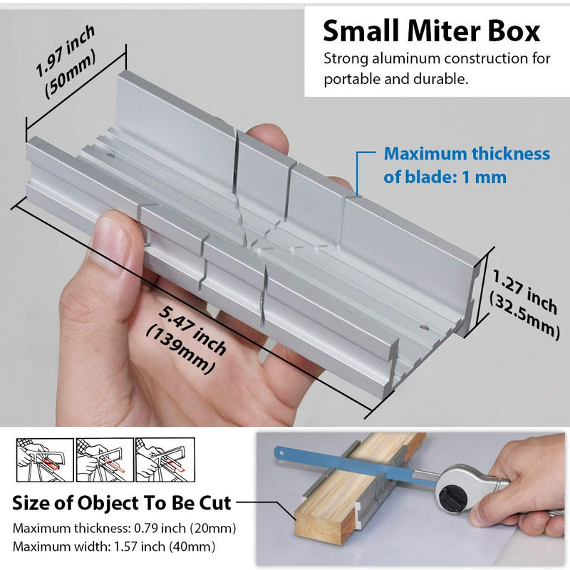 FIRSTINFO Metal Small Aluminum Miter Box 5.5 Inch Small Tiny Mitre Box for Manual Saw for Hand Saw 3 Cutting Angles - NewNest Australia